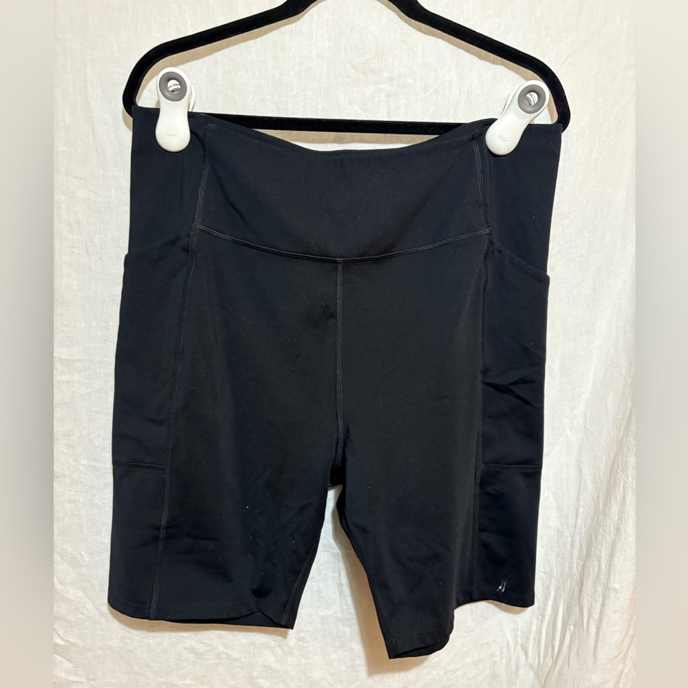 Girlfriend Collective Black High-Rise Pocket Bike Short Extended Size